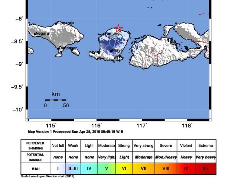 Gempa Magnitudo 4,2 SR Guncang Lombok Utara