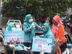 Berkeliling Kota,  PKK Pemprov Sulsel dan Kota Makassar Kampanyekan Pakai Masker